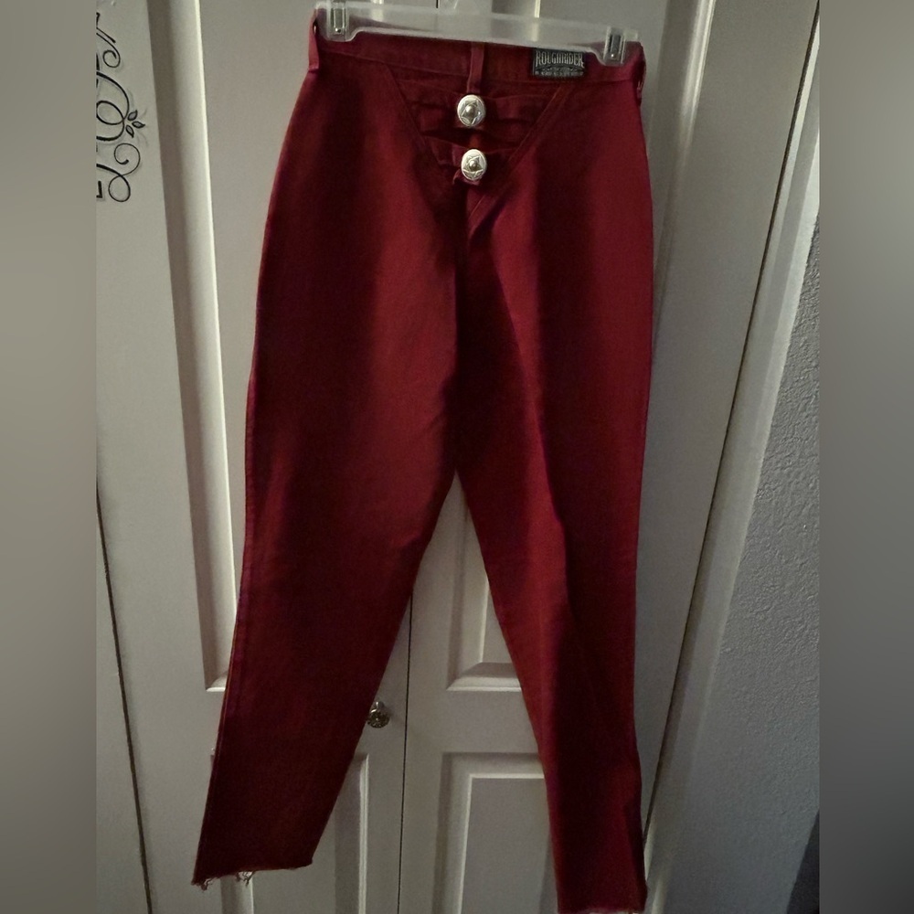 Vtg Roughrider by Circle T Cowgirl Western Jeans Concho Back Red Size 1/2 - Picture 3 of 12